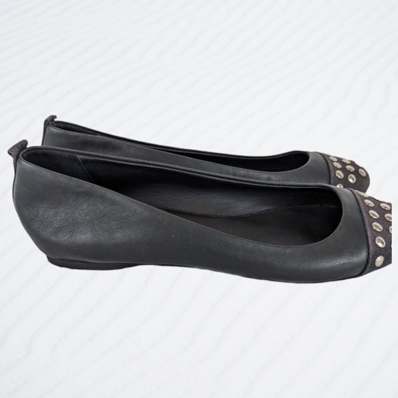 J. Crew Studded Toe Black Ballet Flats Leather Made in Italy Size 7 Like New - Picture 8 of 8